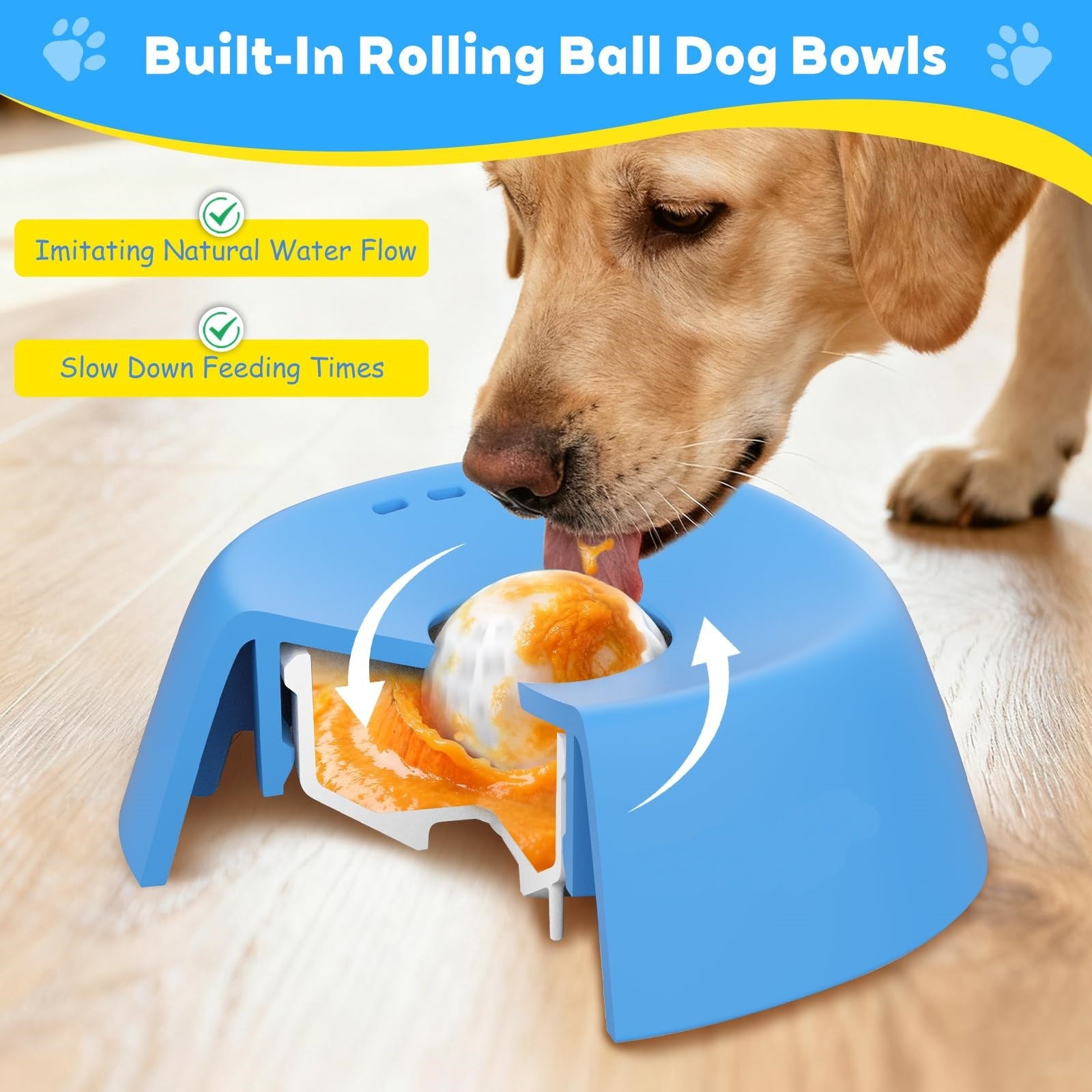  Pet Slow Feeder Non-Slip Spherical Dog Licking Bowl Anti-Choking Dog Bowl Lick Toy For Liquid Treats Bone Broth Yogurt #