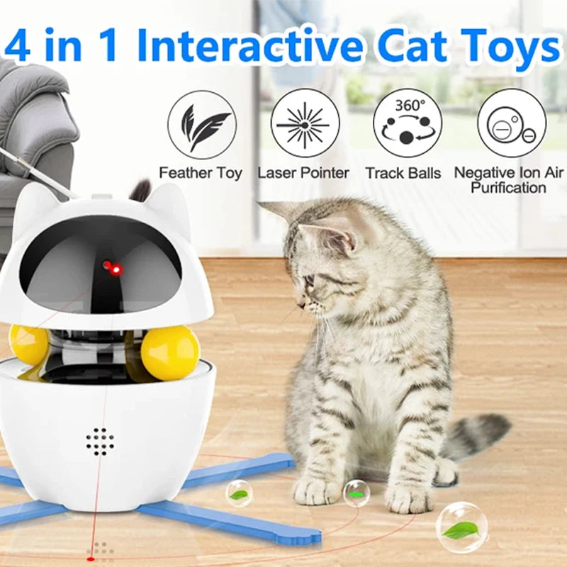  Chasing Exercising Laser Toy USB Rechargeable 4-in-1 Cat Toys Indoor Electric Interactive Toys with Ball  Pet cat Teasing cats #