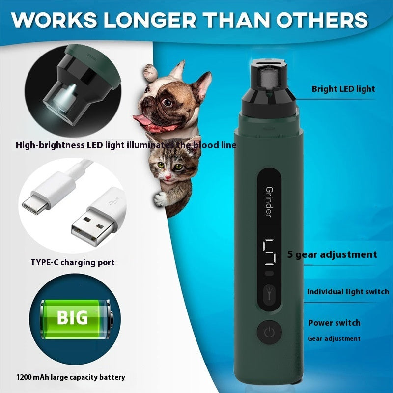  Dog Nail Grinder Electric Pet Nail Trimmers Rechargeable Cat Nail Grinders Super Quiet With 5-Speed Setting #