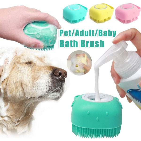  Silicone Dog Bath Massage Gloves Brush Pet Cat Bathroom Cleaning Tool Comb Brush For Dog Can Pour Shampoo Dog Grooming Supplies #