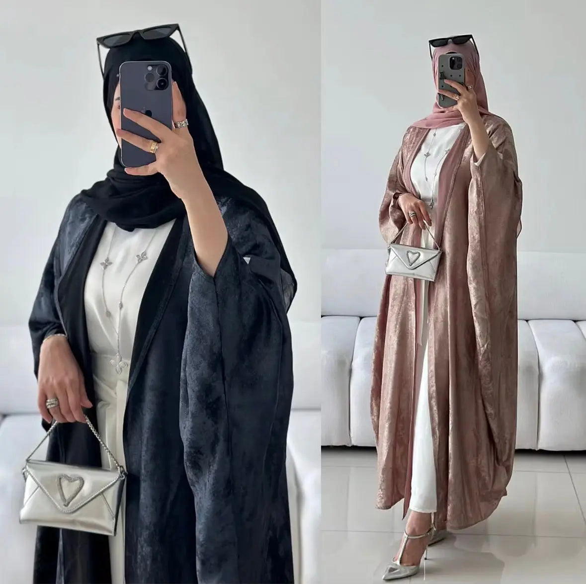  Abaya de Gros Sharut Dubai 2024 - Kaftan Modeste Turc, Kimono Satin Brillant pour Femmes, Élégant & Chic, Manches Chauve-Souris #