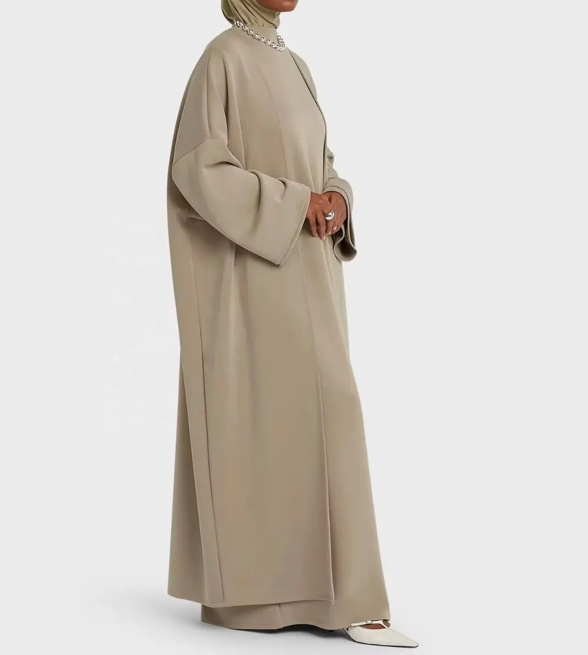  Abaya légère en rayonne, ouverte, de longueur totale, [ vêtement islamique décontracté de style traditionnel #