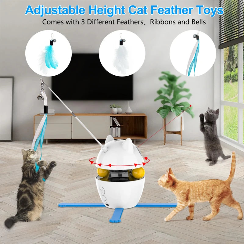  Chasing Exercising Laser Toy USB Rechargeable 4-in-1 Cat Toys Indoor Electric Interactive Toys with Ball  Pet cat Teasing cats #