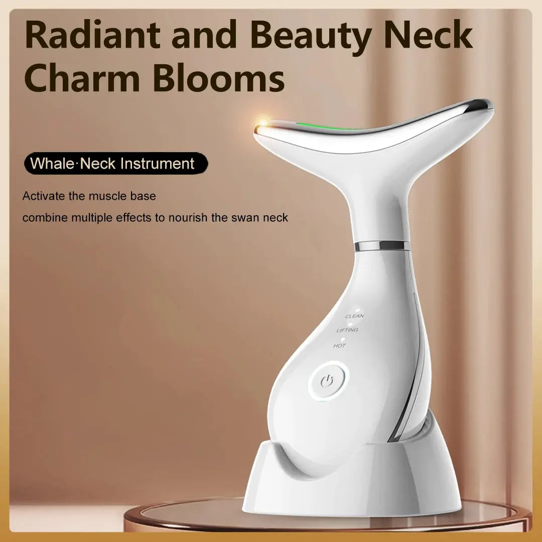  EMS Neck & Face Lifting Machine Skin Tightening Massager 3 Color LED Photon Facial Wrinkle Remover Newest Neck Beauty Device #
