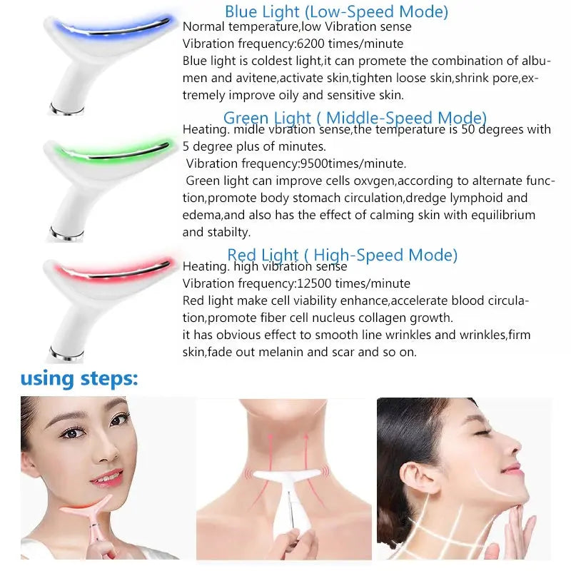  LED Photon Therapy  Neck and Face Lifting Massager Vibration Skin Tighten Reduce Double Chin Anti-Wrinkle Remove Device #