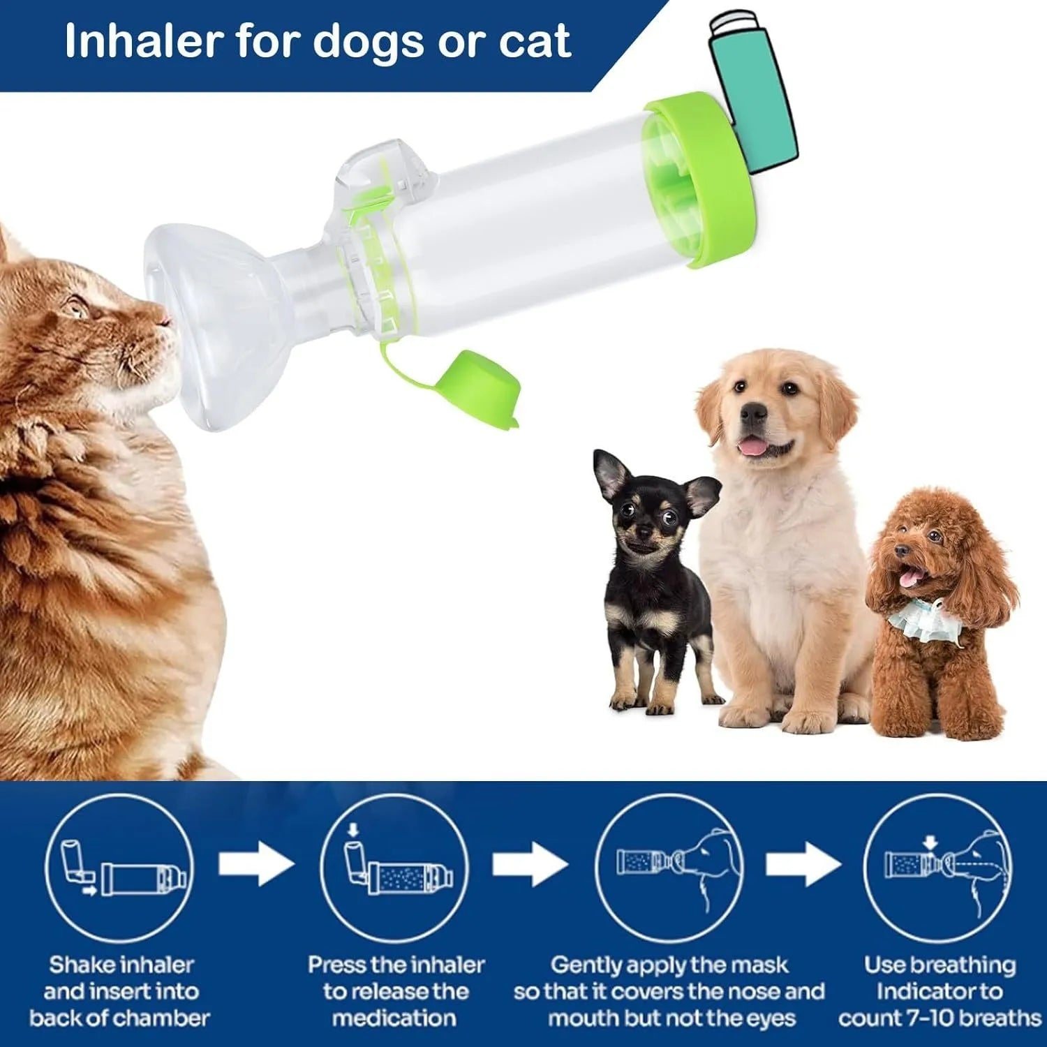  Pet nebulizer tank, for cats or dogs. Handheld pad for administering medication to pets, equipped with breathing indicator. #