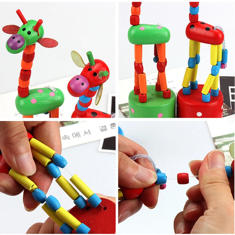  Montessori Toys Educational Wooden Toys for Children Early Learning Exercise Baby Fingers Flexible Materials Giraffe Toy Gifts #