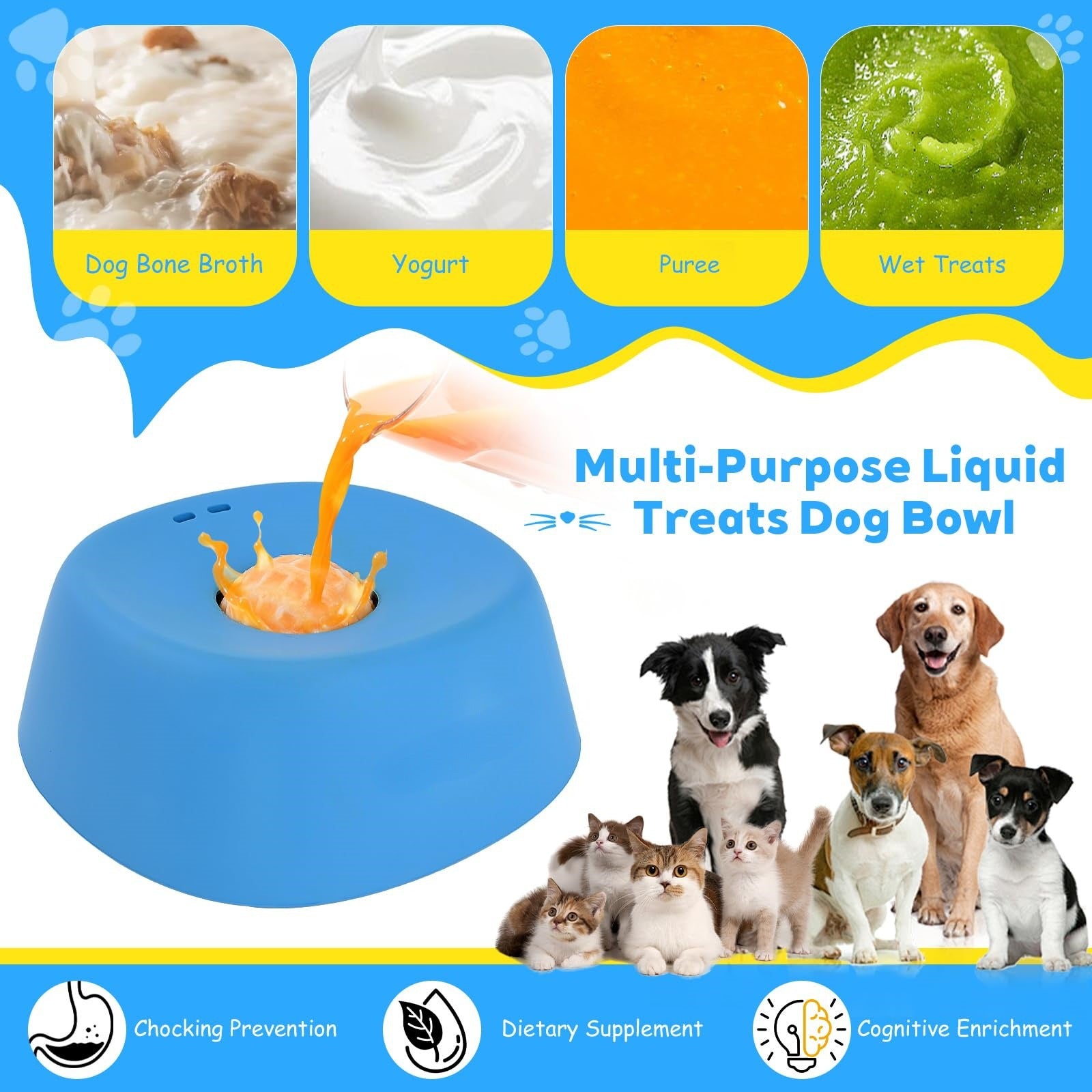  Pet Slow Feeder Non-Slip Spherical Dog Licking Bowl Anti-Choking Dog Bowl Lick Toy For Liquid Treats Bone Broth Yogurt #